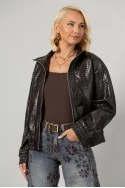 Leather jacket ανάγλυφο καφέ