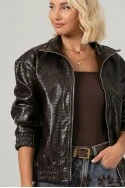 Leather jacket ανάγλυφο καφέ