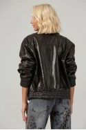 Leather jacket ανάγλυφο καφέ