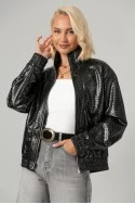 Leather jacket ανάγλυφο μαύρο