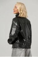 Leather jacket ανάγλυφο μαύρο