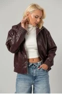 Leather jacket ανάγλυφο μπορντό
