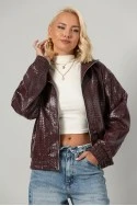 Leather jacket ανάγλυφο μπορντό