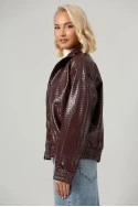 Leather jacket ανάγλυφο μπορντό