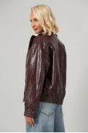 Leather jacket ανάγλυφο μπορντό