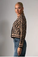 Ζακέτα με animal print και κουμπιά μαύρο-μπεζ