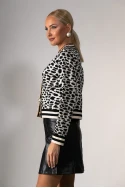Ζακέτα με animal print και κουμπιά λευκό-μαύρο