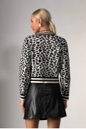 Ζακέτα με animal print και κουμπιά λευκό-μαύρο