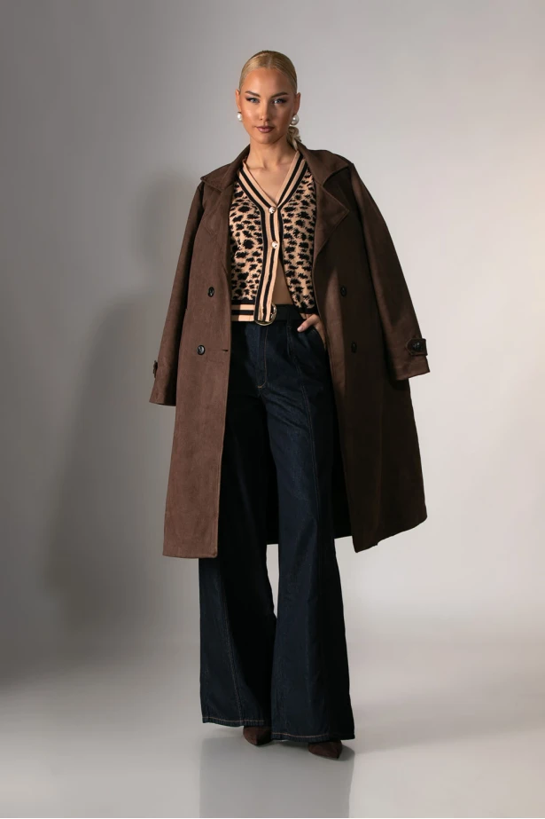 Ζακέτα με animal print και κουμπιά μπεζ-μαύρο