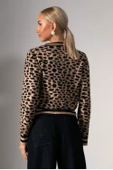 Ζακέτα με animal print και κουμπιά μπεζ-μαύρο