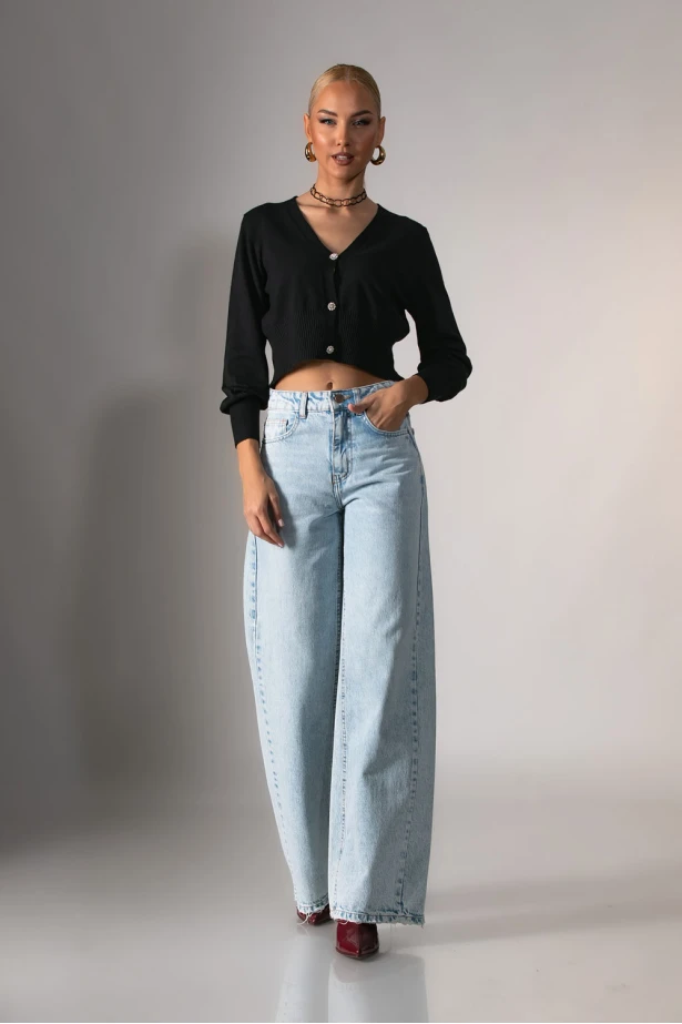 Πλεκτή ζακέτα με στρας κουμπιά μαύρο 