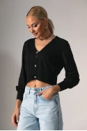 Πλεκτή ζακέτα με στρας κουμπιά μαύρο 