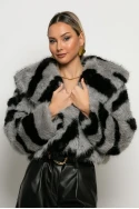 Γούνινο jacket με γιακά γκρι Γούνινο jacket με γιακά γκρι