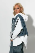 Fly jacket με ρίγες στα μανίκια και mix υφών λευκό Fly jacket με ρίγες στα μανίκια και mix υφών λευκό