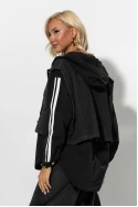 Fly jacket με ρίγες στα μανίκια και mix υφών μαύρο Fly jacket με ρίγες στα μανίκια και mix υφών μαύρο
