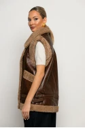 Οversized Sheepskin jacket αμάνικο δερματίνη καφέ Οversized Sheepskin jacket αμάνικο δερματίνη καφέ