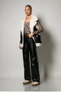 Οversized Sheepskin jacket αμάνικο δερματίνη μαύρο Οversized Sheepskin jacket αμάνικο δερματίνη μαύρο