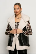 Οversized Sheepskin jacket αμάνικο δερματίνη μαύρο Οversized Sheepskin jacket αμάνικο δερματίνη μαύρο