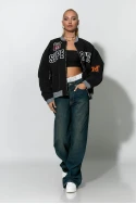Fly oversized jacket με στάμπα houston μαύρο