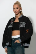 Fly oversized jacket με στάμπα houston μαύρο
