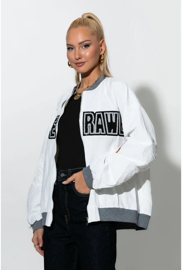 Fly oversized jacket με στάμπα houston λευκό