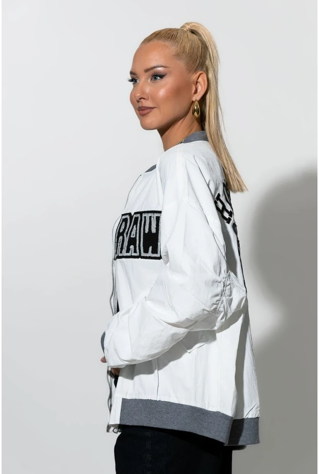 Fly oversized jacket με στάμπα houston λευκό