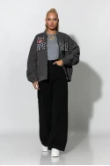 Fly oversized jacket με στάμπα houston γκρι