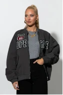 Fly oversized jacket με στάμπα houston γκρι