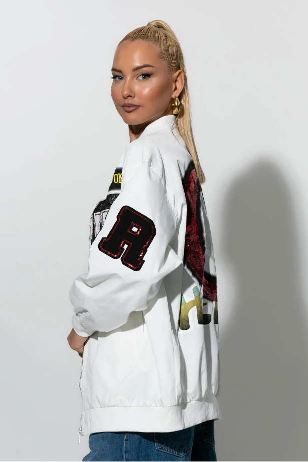 Fly jacket με στάμπα heart λευκό
