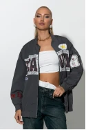 Fly jacket με στάμπα heart ανθρακί