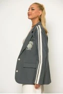 Κολλεγιακό blazer με ρίγες στο πλάι γκρι