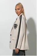 Κολλεγιακό blazer με ρίγες στο πλάι μπεζ 