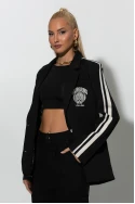 Κολλεγιακό blazer με ρίγες στο πλάι μαύρο