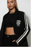 Κολλεγιακό blazer με ρίγες στο πλάι μαύρο