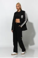 Κολλεγιακό blazer με ρίγες στο πλάι μαύρο
