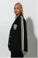 Κολλεγιακό blazer με ρίγες στο πλάι μαύρο