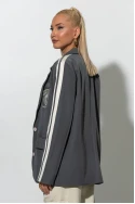 Κολλεγιακό blazer με ρίγες στο πλάι γκρι