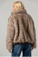 Μπουφάν γούνινο double face με μεγάλο γιακά καφέ