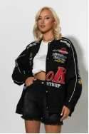 Bike jacket με paches μαύρο