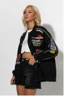 Bike jacket με paches μαύρο