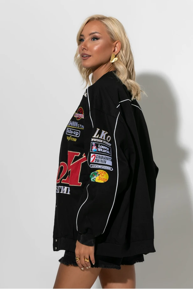 Bike jacket με paches μαύρο