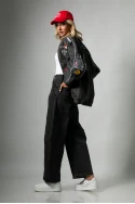 Bike jacket με paches ανθρακί Bike jacket με paches ανθρακί