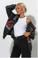 Bike jacket με paches ανθρακί Bike jacket με paches ανθρακί