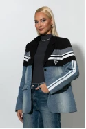 Blazer με mix υφών μπλε