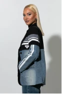 Blazer με mix υφών μπλε