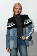 Blazer με mix υφών μπλε