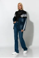 Blazer με mix υφών μπλε ντένιμ Blazer με mix υφών μπλε ντένιμ