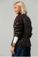 Leather jacket vinyl με σούρες στη μέση μπορντό
