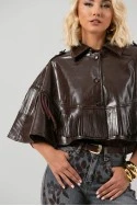 Leather κάπα με κρόσια μπορντό