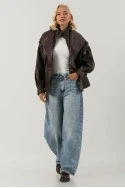 Leather jacket με σφηγκοφωλία στη μέση μπορντό